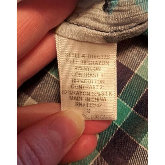 Aratta Silent Journey Blue Purple Floral Scarf Back Blouse Size M Velvet trim - Picture 13 of 14